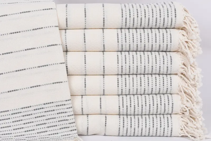 Turkish Towel Bachelorette Party Favor, Dark Gray Striped, 70x38 Inches