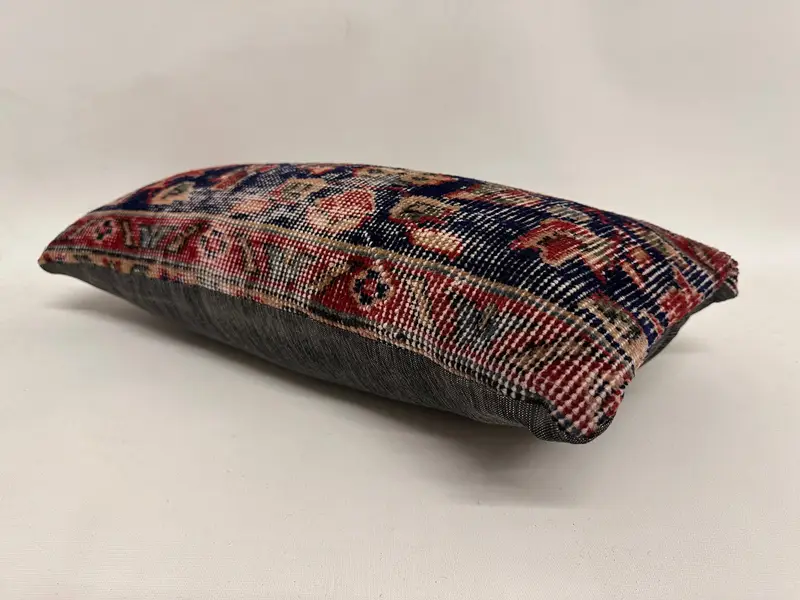 Cushion, Interior Designer Pillow, Handmade Kilim Cushion, Neutral Throw Cushion, Accent Pillow, Throw Kilim Pillow, 12x24 Blue Pillow Case - 6