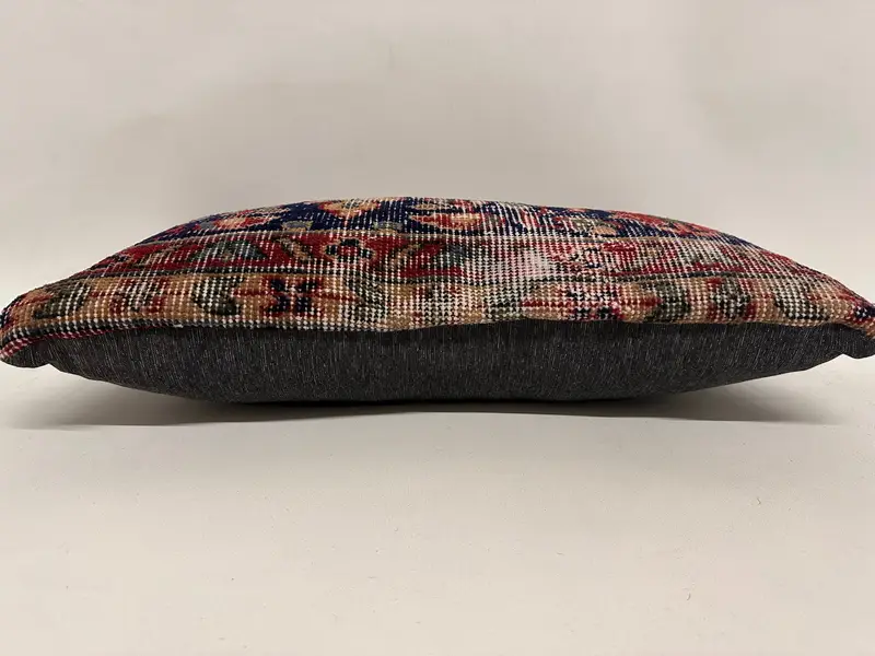 Cushion, Interior Designer Pillow, Handmade Kilim Cushion, Neutral Throw Cushion, Accent Pillow, Throw Kilim Pillow, 12x24 Blue Pillow Case - 5