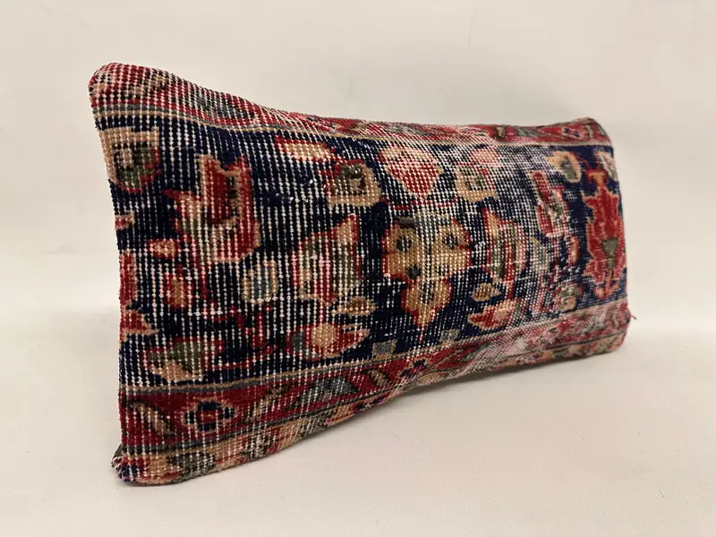 Cushion, Interior Designer Pillow, Handmade Kilim Cushion, Neutral Throw Cushion, Accent Pillow, Throw Kilim Pillow, 12x24 Blue Pillow Case - 4