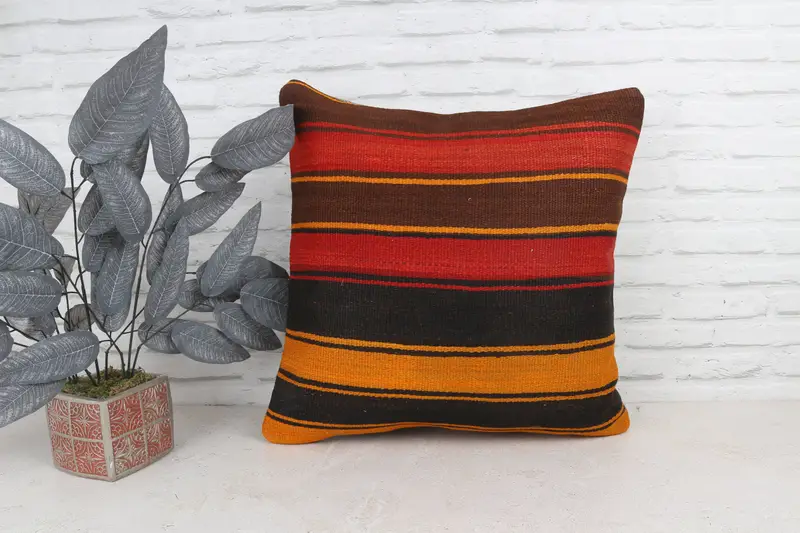 Kilim Pillow, Turkish Corner Pillow, Knitted Pillow Cover, Handmade Kilim Cushion, Pillow for Sofa, 22x22 Red Cushion Cover, Cushion Case - 1
