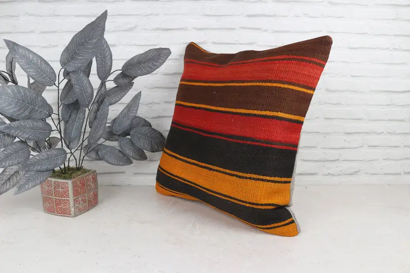 Kilim Pillow, Turkish Corner Pillow, Knitted Pillow Cover, Handmade Kilim Cushion, Pillow for Sofa, 22x22 Red Cushion Cover, Cushion Case - 5