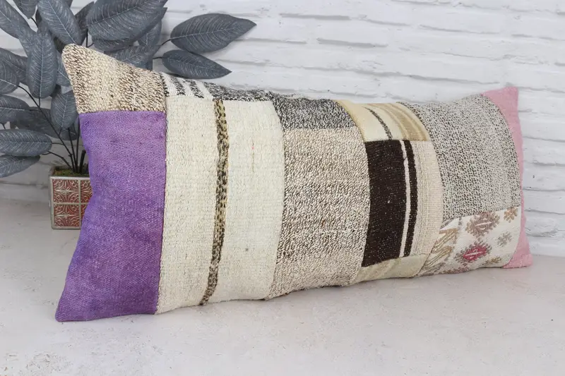 16x36 White Pillow, Handmade Throw Cushion, Vintage Pillow, Garden Cushion Cover, Vintage Kilim Throw Pillow, Pillow Sham, Antique Pillows - 3