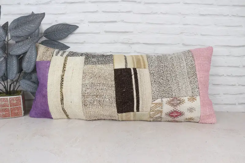 16x36 White Pillow, Handmade Throw Cushion, Vintage Pillow, Garden Cushion Cover, Vintage Kilim Throw Pillow, Pillow Sham, Antique Pillows - 1