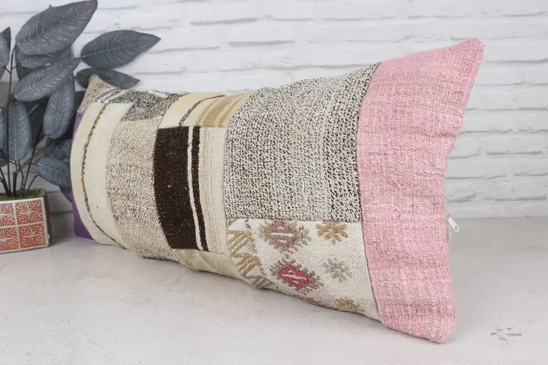 16x36 White Pillow, Handmade Throw Cushion, Vintage Pillow, Garden Cushion Cover, Vintage Kilim Throw Pillow, Pillow Sham, Antique Pillows - 4