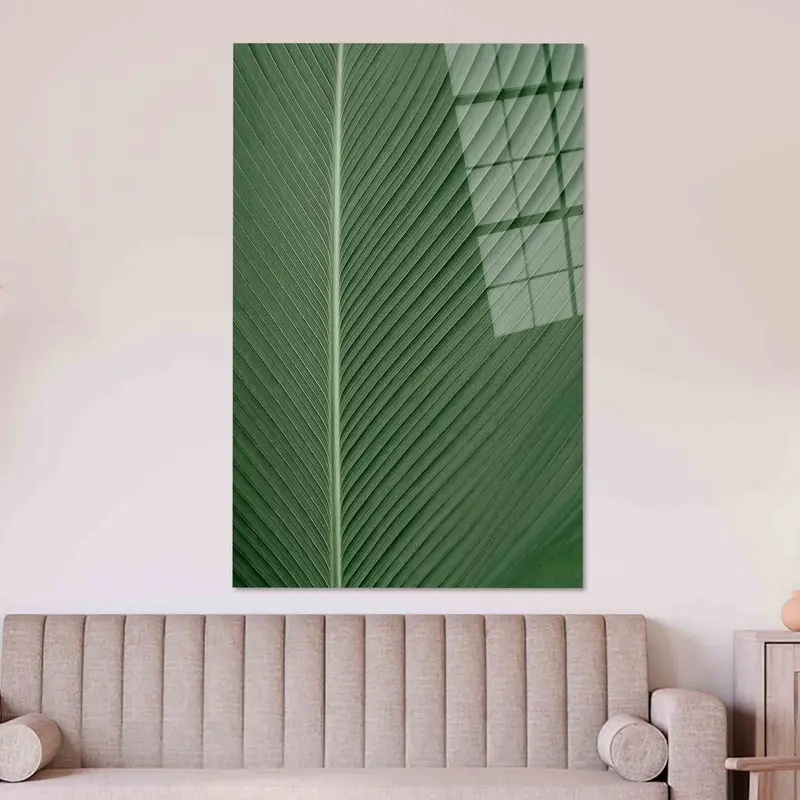 モダンなグリーン リーフ キャンバス: 家庭用現代プリント アート