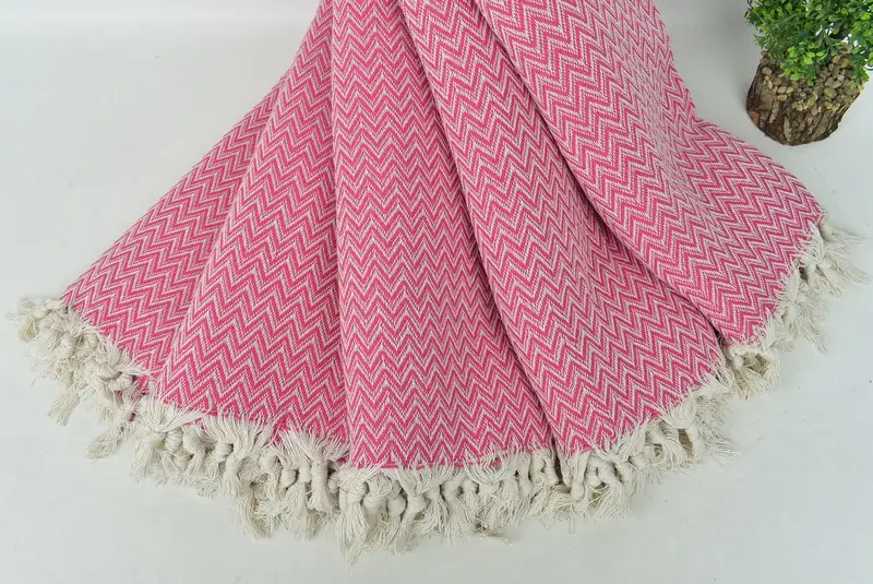 Personalized Gifts, Wedding Favors, Bachelor Gifts, Organic Beach Blanket, Oversized Beach Towel, 76x64 Cotton Zig zag Towel, Housewarming Gift - 4