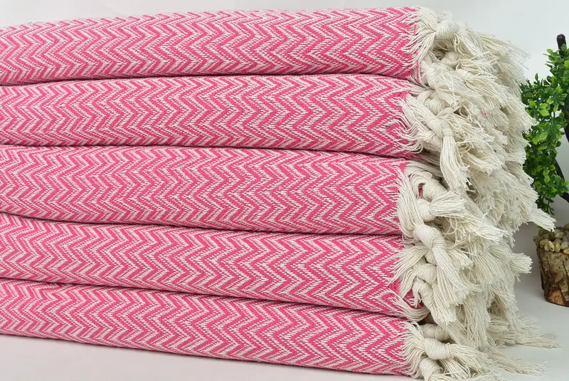 Personalized Gifts, Wedding Favors, Bachelor Gifts, Organic Beach Blanket, Oversized Beach Towel, 76x64 Cotton Zig zag Towel, Housewarming Gift - 3