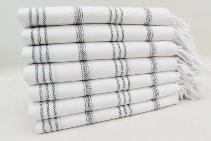 Küçük banyo havlu, özel isim havlu, gelin partisi hediyeleri, ev dekor hediyeleri, özel el havlu, 40x24 pamuklu çizgili havlu, kişiselleştirilmiş bulaşık havlu - 3