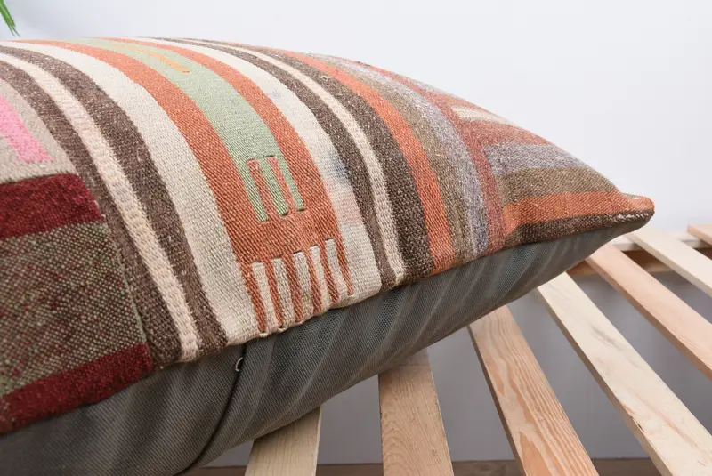 Kilim Cushion Sham, Oriental Cushion Case, Turkish Kilim Pillow, Gift Pillow, 28x28 Red Pillow Cover, Indoor Cushion Cover, Cushion Case - 7