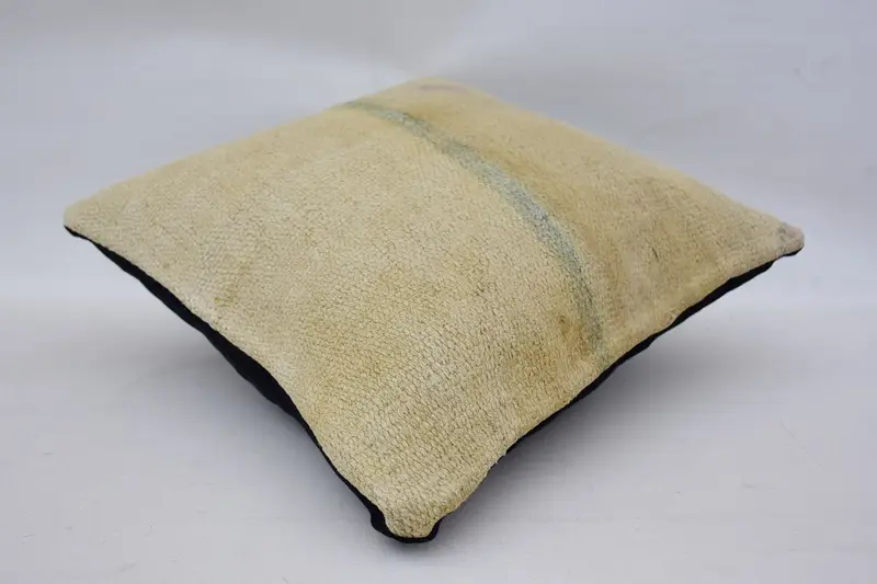 Authentic Pillow, Kilim Pillow Cover, Vintage Kilim Throw Pillow, 16x16 Beige Pillow Cover, Cushion Cover, Neutral Throw Pillow, Antique Pillows - 6