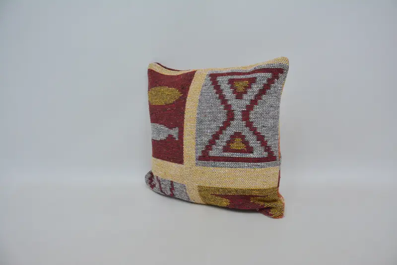 Interior Designer Pillow, Gift Pillow, 16x16 Yellow Pillow Sham, Authentic Cushion Cover, Tribal Pillow Sham, Cushion Cover, Throw Kilim Pillow - 4