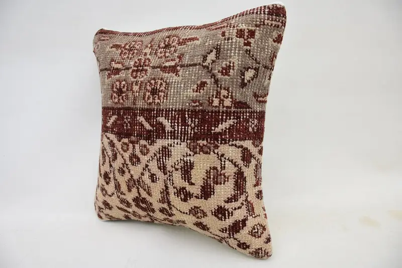 Kilim Pillow, 14x14 Beige Cushion Case, Cushion Cover, Ethnical Kilim Rug Pillow, Antique Pillows, Ethnic Pillow Cover Cushion - 3