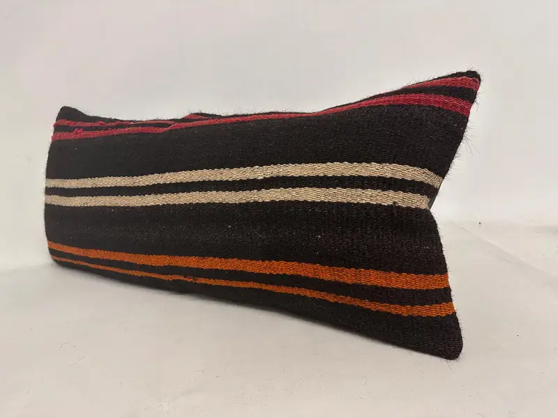 Handmade Kilim Cushion, Throw Kilim Pillow, Aesthetic Pillow Case, Cushion Cover, 16x36 Brown Pillow Sham, Pillow for Sofa - 4