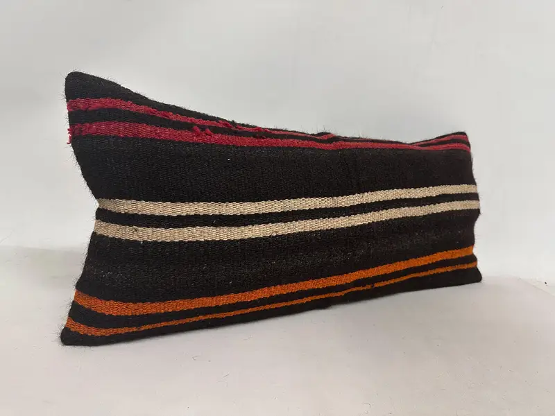 Handmade Kilim Cushion, Throw Kilim Pillow, Aesthetic Pillow Case, Cushion Cover, 16x36 Brown Pillow Sham, Pillow for Sofa - 3
