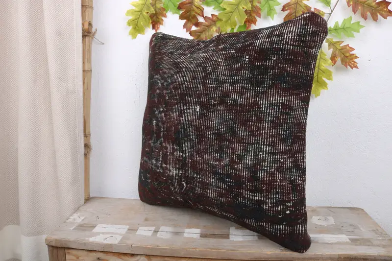 Kilim Cushion Sham, Ottoman Pillow Cover, Kilim Pillow, Pillow for Sofa, 20x20 Brown Pillow Cover, Wholesale Cushion, Cushion Case - 5