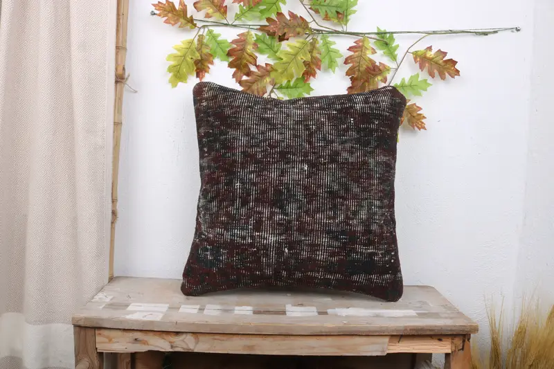 Kilim Cushion Sham, Ottoman Pillow Cover, Kilim Pillow, Pillow for Sofa, 20x20 Brown Pillow Cover, Wholesale Cushion, Cushion Case - 1