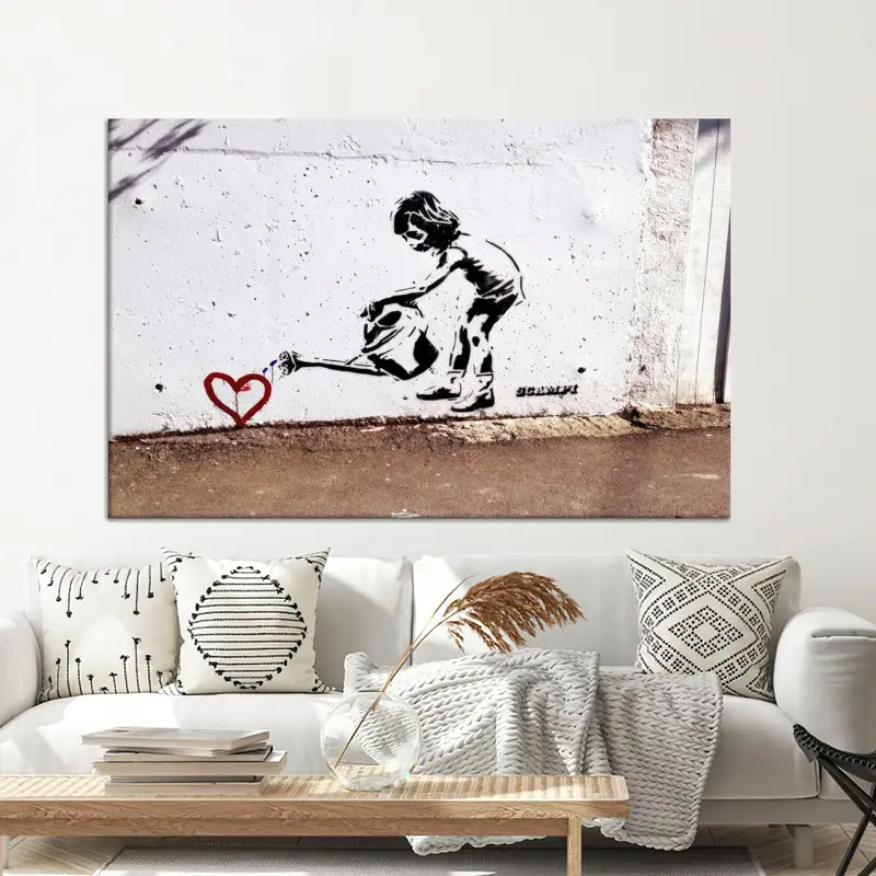 Bezaubernder Banksy Love Heart Leinwanddruck – künstlerische Eleganz