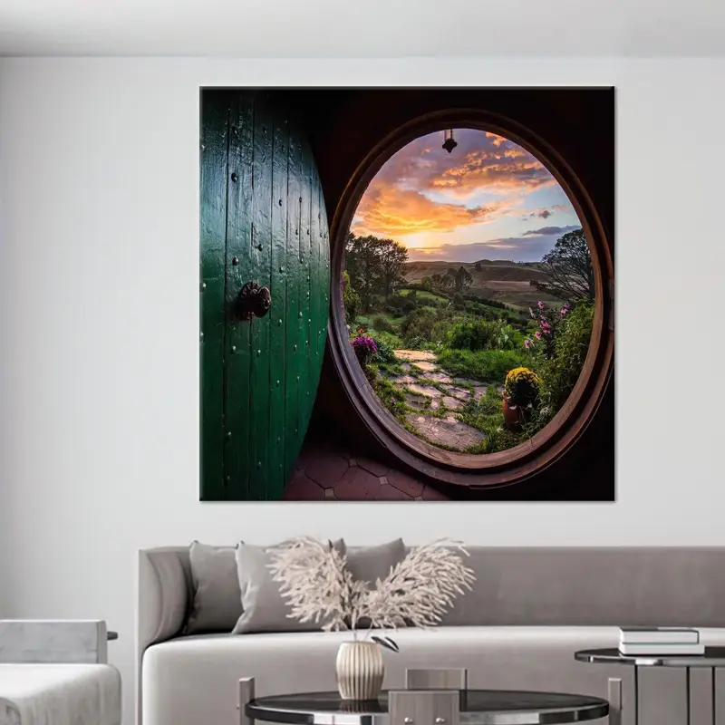 Bedruckte Leinwand mit bezaubernder Traumlandschaft – Fenster der Natur