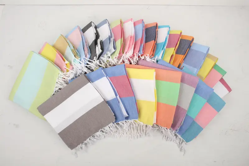 Striped Towel Personalized Organic Cotton Bath Towel, Beige, 40x71 Inches