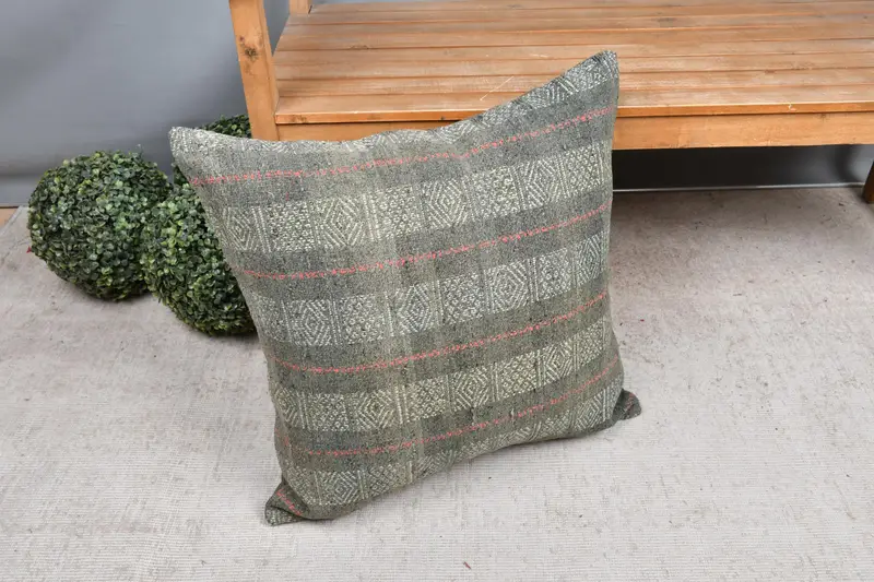 Kilim Kissenbezug, ethnischer Kilimteppichkissen, Kilimkissenschein, Kissenbezug, 24x24 gelbe Kissenbedeckung, Wohnzimmerwurfkissenschein - 7
