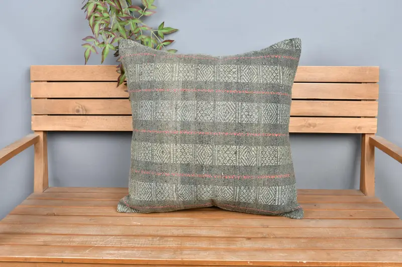 Kilim Kissenbezug, ethnischer Kilimteppichkissen, Kilimkissenschein, Kissenbezug, 24x24 gelbe Kissenbedeckung, Wohnzimmerwurfkissenschein - 6