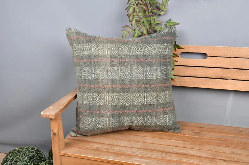 Kilim Kissenbezug, ethnischer Kilimteppichkissen, Kilimkissenschein, Kissenbezug, 24x24 gelbe Kissenbedeckung, Wohnzimmerwurfkissenschein - 1