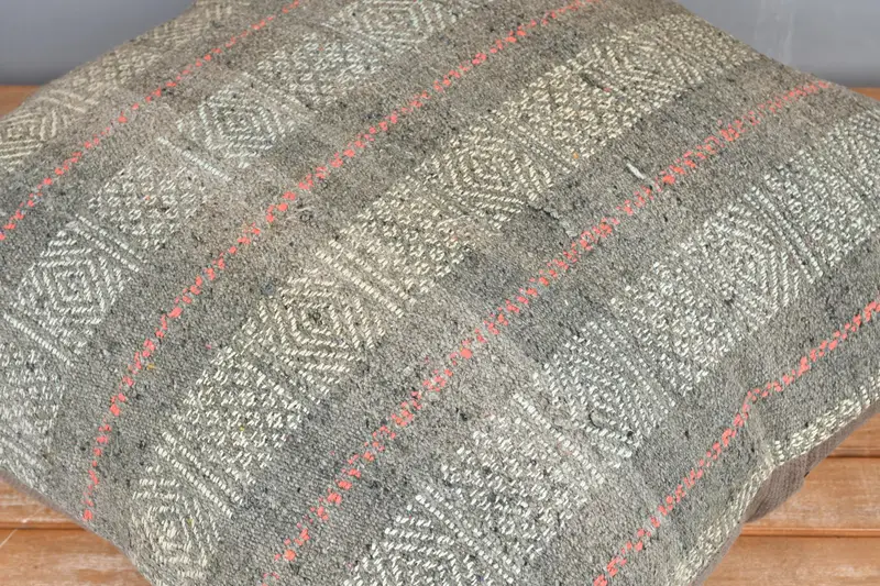 Kilim Kissenbezug, ethnischer Kilimteppichkissen, Kilimkissenschein, Kissenbezug, 24x24 gelbe Kissenbedeckung, Wohnzimmerwurfkissenschein - 3