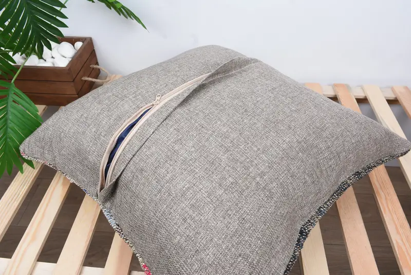 24x24 Blue Pillow Sham, Garden Cushion Cover, Kilim Cushion Sham, Cushion Cover, Turkish Kilim Pillow, Handmade Cushion Cover, Home Decor Pillow - 8