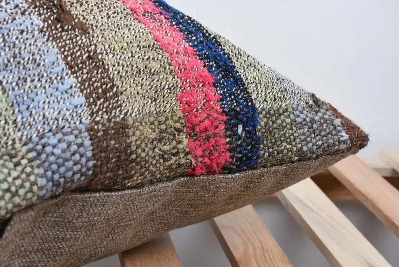 24x24 Blue Pillow Sham, Garden Cushion Cover, Kilim Cushion Sham, Cushion Cover, Turkish Kilim Pillow, Handmade Cushion Cover, Home Decor Pillow - 7