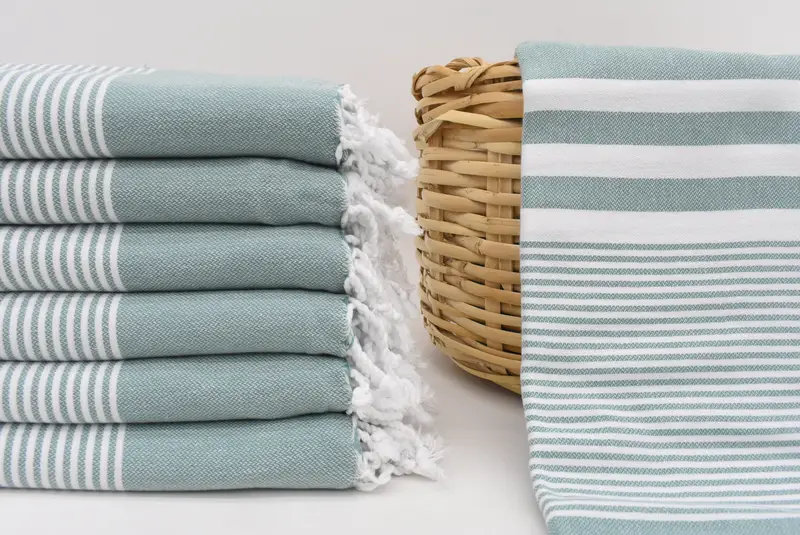 Personalized Wedding Gift Towel, Petrol Green Striped, 70x40 Inches