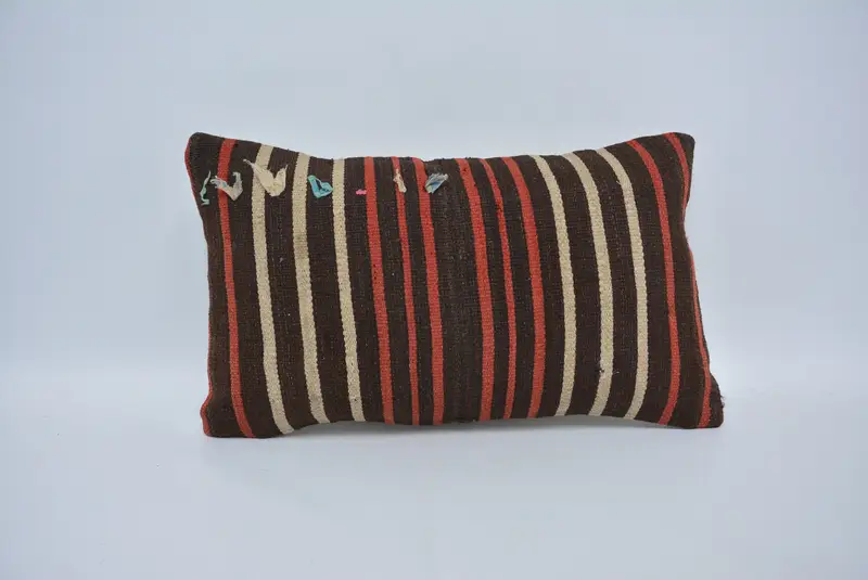 Pillow, Indoor Cushion Cover, 12x20 Red Cushion Cover, Vintage Pillow, Throw Kilim Pillow, Ethnic Pillow Case, Pillow for Sofa, Traditional Cushion - 1