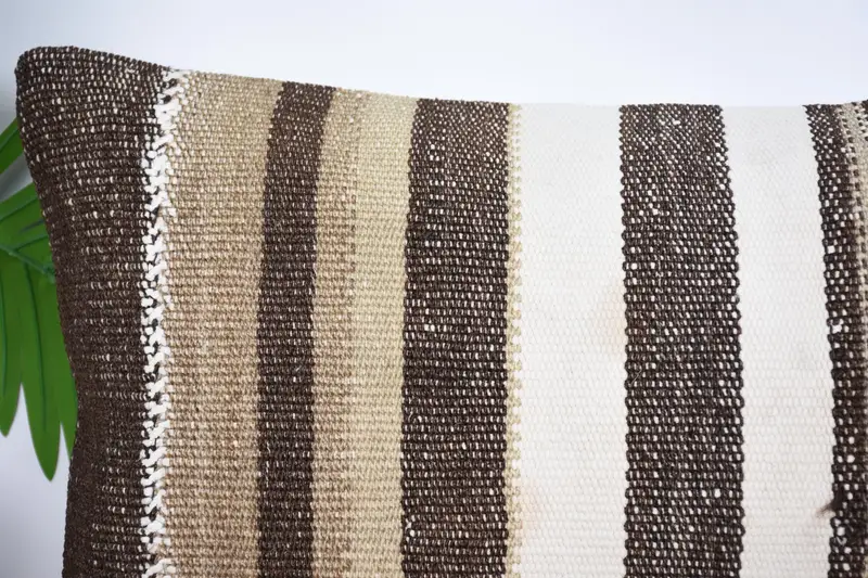 Throw Kilim Pillow, Rustic Cushion Cover, 12x20 Brown Pillow Sham, Neutral Throw Cushion Cover, Pillow Sham, Vintage Pillow, Boho Pillow Sham Cover - 2