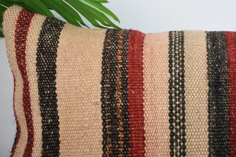 Meditation Pillow Case, Boho Chic Pillow Case, Gift Pillow, Pillow, Boho Pillow, 12x20 Beige Pillow, Bolster Throw Cushion, Handmade Kilim Cushion - 2