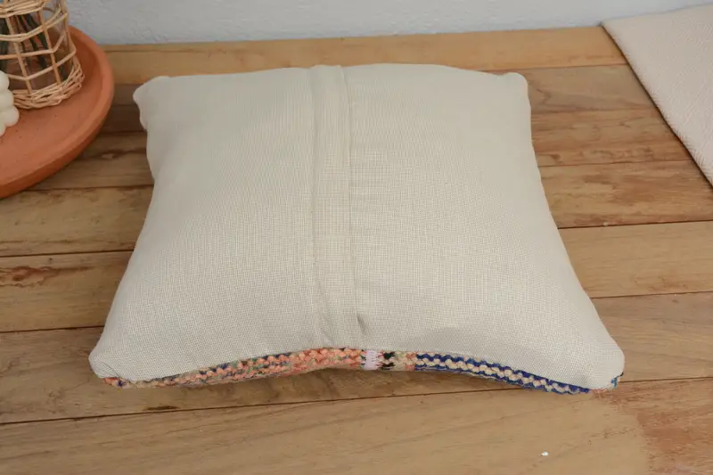 Ethnic Pillow Cover Pillow, Boho Pillow, 14x14 Blue Pillow Cover, Cushion, Kilim Cushion Sham, Anatolian Pillow Sham, Turkish Kilim Pillow - 6
