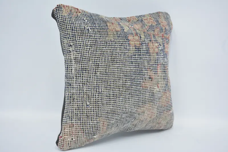 Ottoman Pillow Case, Vintage Pillow, Throw Kilim Pillow, Cushion Cover, 12x12 Blue Pillow, Pillow for Sofa, Car Pillow Case, Rustic Cushion Cover - 3