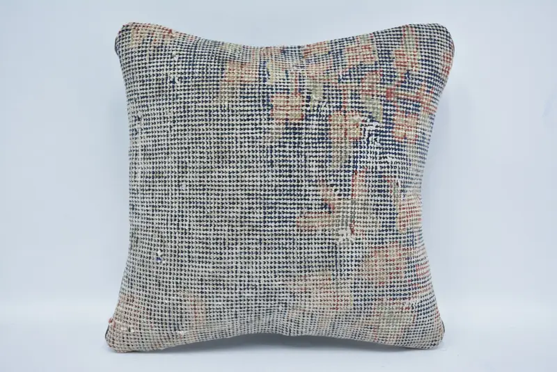 Ottoman Pillow Case, Vintage Pillow, Throw Kilim Pillow, Cushion Cover, 12x12 Blue Pillow, Pillow for Sofa, Car Pillow Case, Rustic Cushion Cover - 1