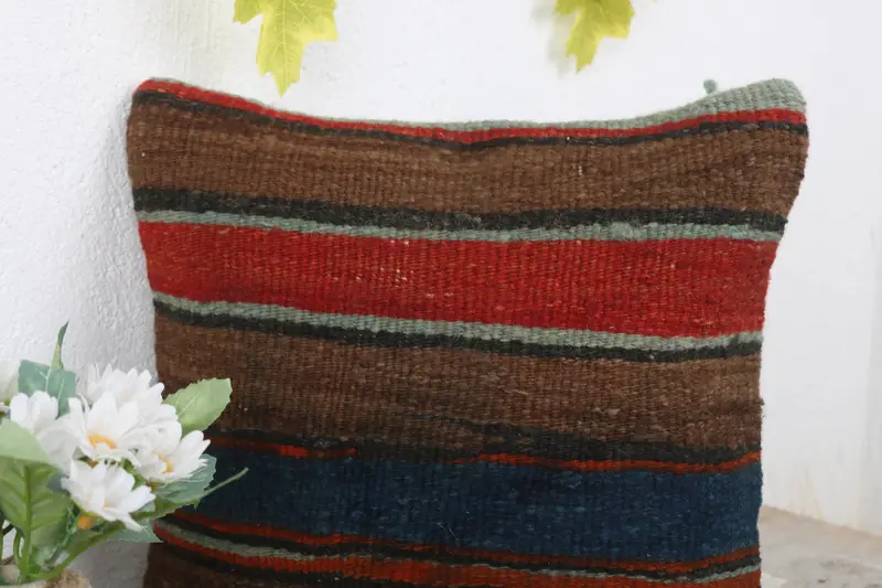 Vintage Throw Pillow Case, 12x12 Blue Cushion, Pet Cushion, Throw Kilim Pillow, Home Decor Pillow, Antique Pillows, Cushion Cover - 5