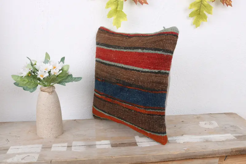 Vintage Throw Pillow Case, 12x12 Blue Cushion, Pet Cushion, Throw Kilim Pillow, Home Decor Pillow, Antique Pillows, Cushion Cover - 4