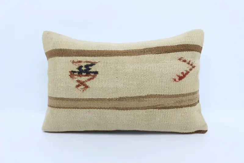 Home Decor Pillow, 16x24 Beige Cushion Case, Cushion Case, Farmhouse Pillow Sham, Boho Pillow Sham Cover, Vintage Kilim Throw Pillow - 1