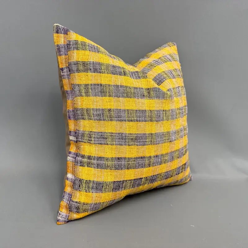 Kilim Cushion Sham, Turkish Kilim Pillow, Antique Pillows, Lounge Throw Pillow Cover, Tribal Cushion Case, Cushion Case, 18x18 Yellow Pillow Sham - 2