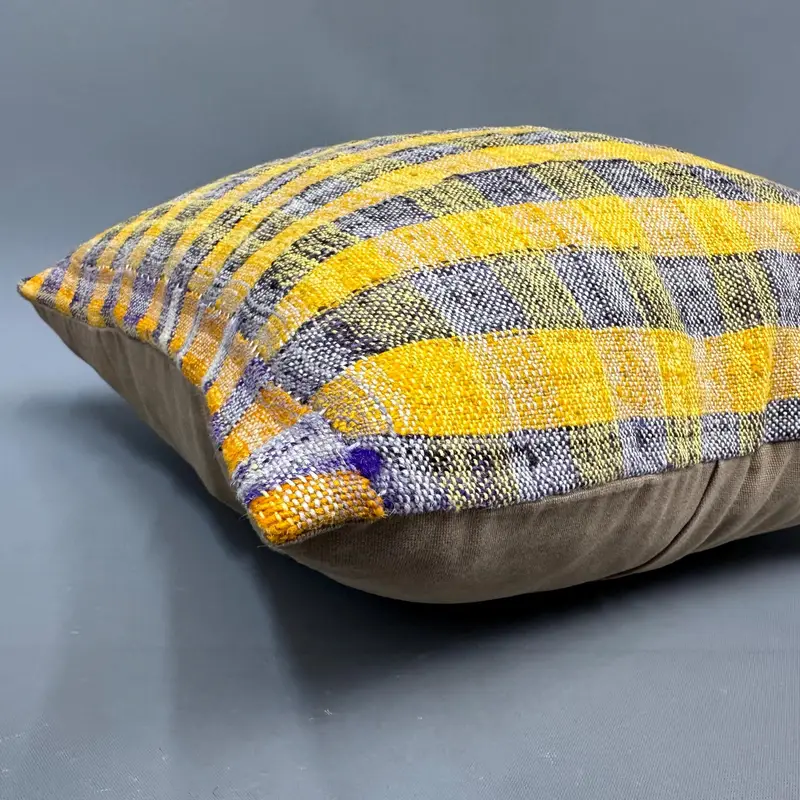 Kilim Cushion Sham, Turkish Kilim Pillow, Antique Pillows, Lounge Throw Pillow Cover, Tribal Cushion Case, Cushion Case, 18x18 Yellow Pillow Sham - 6