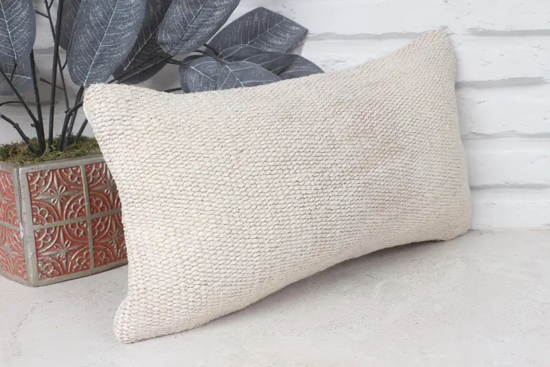 Toss Cushion Case, Kilim Pillow Cover, Neutral Pillow, Pillow, Pillow for Sofa, Vintage Kilim Pillow, Floor Cushion Case, 8x16 Beige Cushion - 4