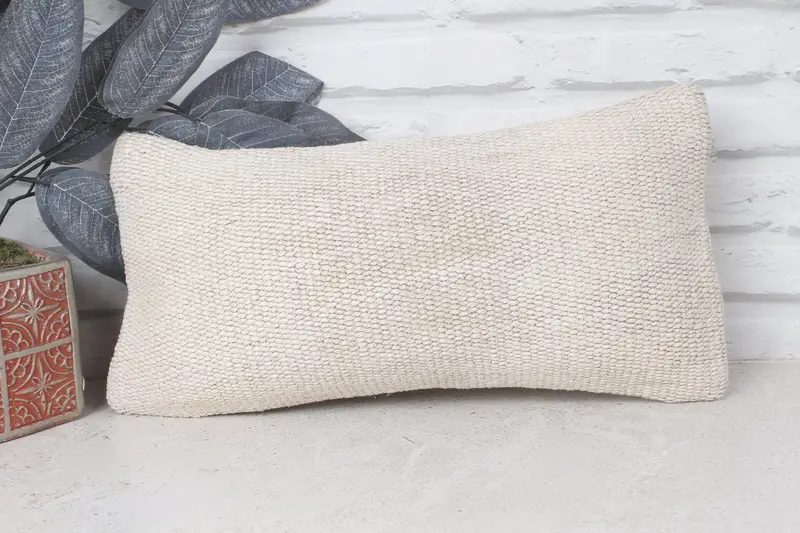 Toss Cushion Case, Kilim Pillow Cover, Neutral Pillow, Pillow, Pillow for Sofa, Vintage Kilim Pillow, Floor Cushion Case, 8x16 Beige Cushion - 1