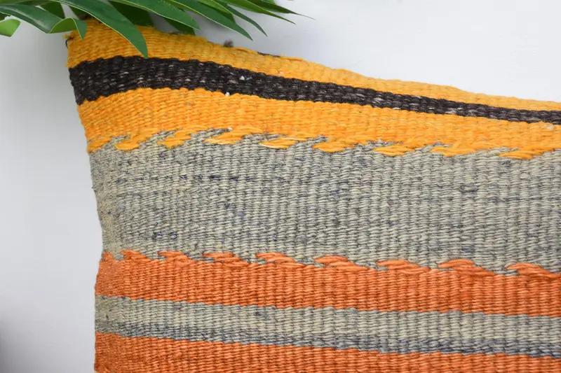 Vintage Kilim Pillow Cushion, Customized Pillow Cover, Pillow for Sofa, Cushion, Interior Designer Pillow, 12x24 Orange Pillow, Home Decor Pillow - 2