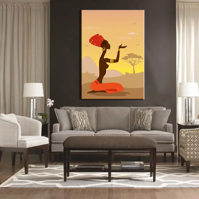 African Girl Art Decor, Ethnic Wall Art, Black Woman For Wall, Large Wall Art Canvas, Wall Art Canvas, African Women Canvas, Silhouette Art - 5