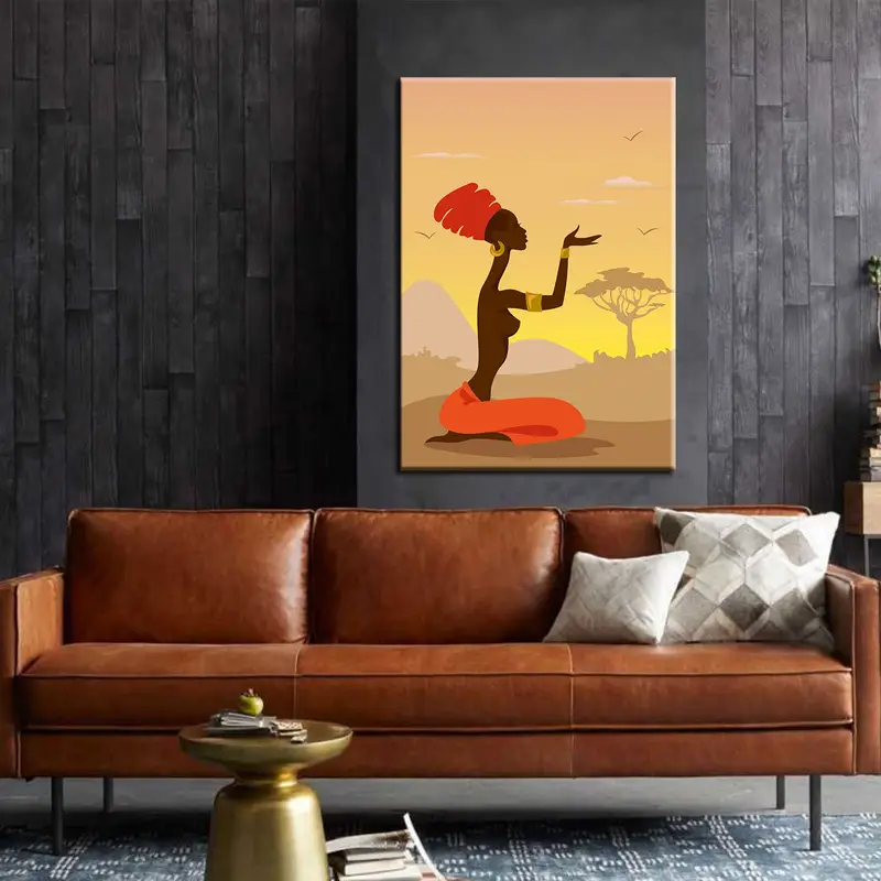 African Girl Art Decor, Ethnic Wall Art, Black Woman For Wall, Large Wall Art Canvas, Wall Art Canvas, African Women Canvas, Silhouette Art - 7