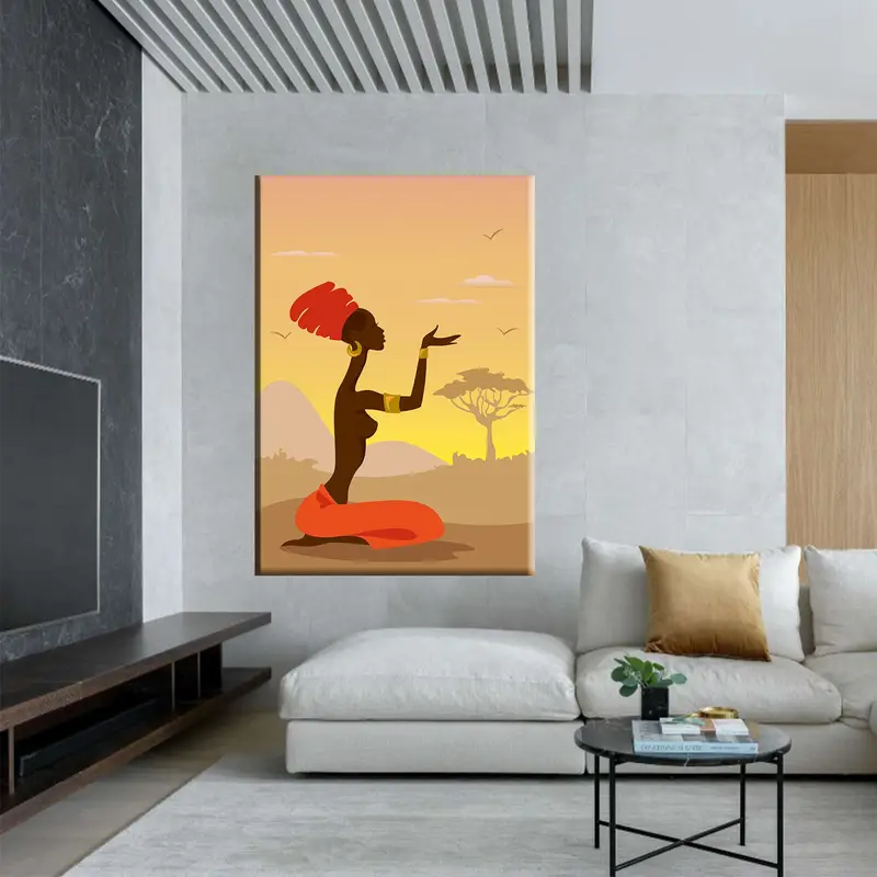 African Girl Art Decor, Ethnic Wall Art, Black Woman For Wall, Large Wall Art Canvas, Wall Art Canvas, African Women Canvas, Silhouette Art - 6