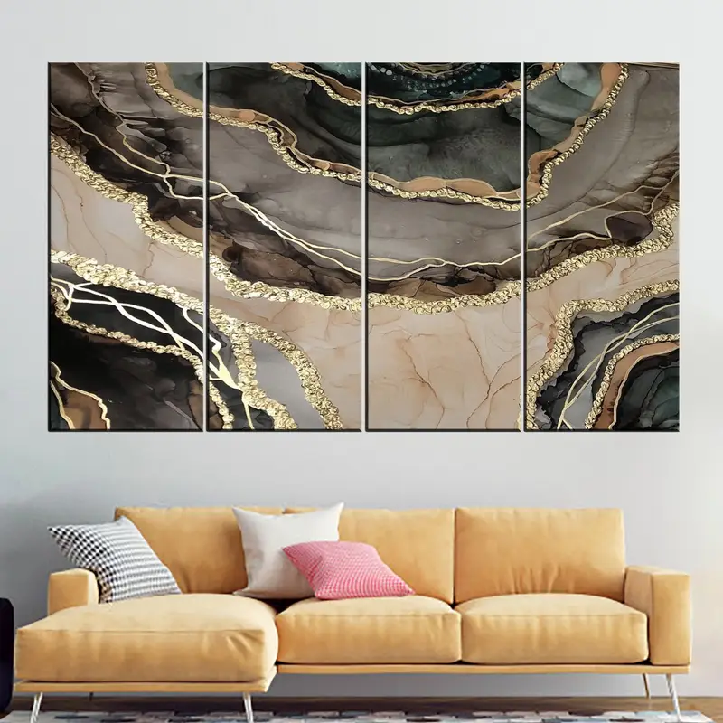 Brown Gold Abstract, Gold Marbling, Gold Abstract Wall Art, Gold Marble,, Marble Artwork Print, Luxury Wall Art, Marble Wall Decor, Canvas - 5