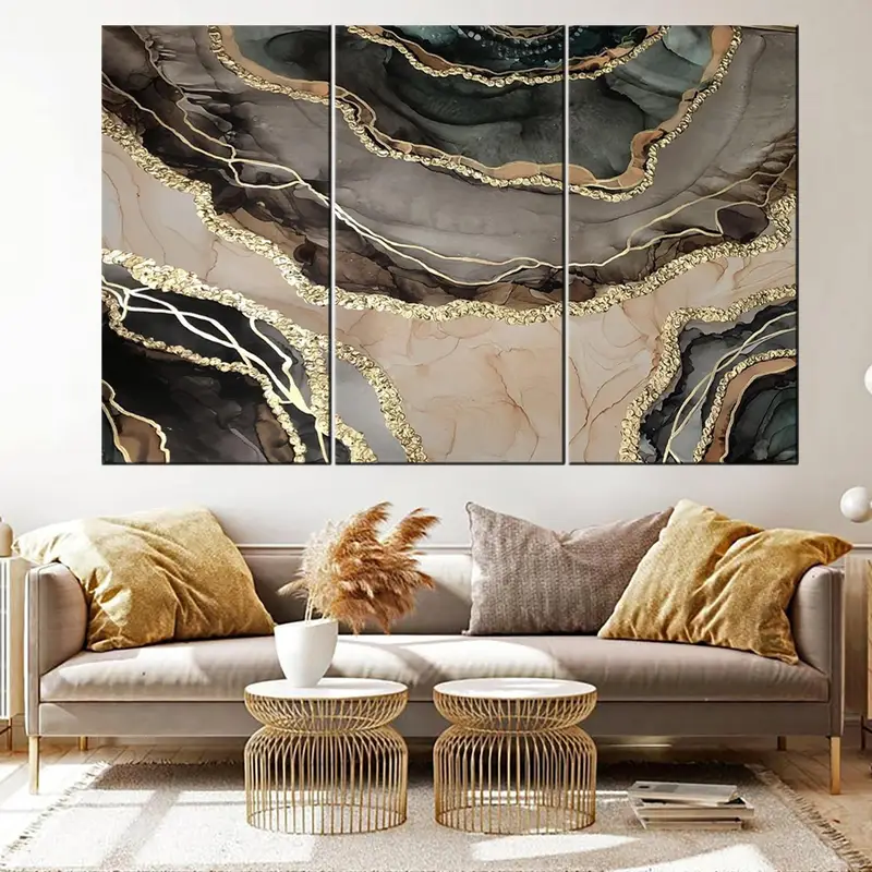 Brown Gold Abstract, Gold Marbling, Gold Abstract Wall Art, Gold Marble,, Marble Artwork Print, Luxury Wall Art, Marble Wall Decor, Canvas - 3